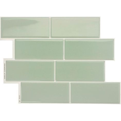 Crédence adhésive pour cuisine et salle de bain, sticker carrelage mural, carreaux verts autocollants, lot de 4 feuilles, 29,4 x 21,3 cm (1/5)