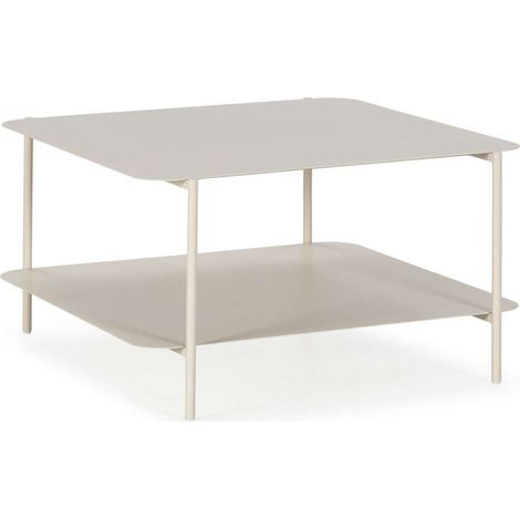 Mesa de centro modelo Mireya acabado metal crema, 40cm(alto) 73.4cm(ancho) 70m(fondo). (1/5)