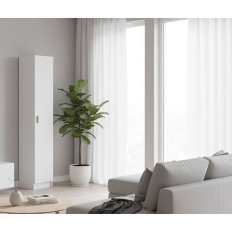 Armadio Multiuso 1 Anta - 3 Ripiani Apertura Battente, Bianco, -, 37x180h cm Nairn