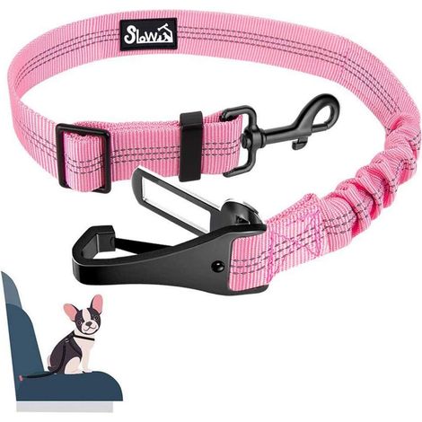 Hunde Sicherheitsgurt Auto mit Ruckdämpfung, 3-in-1 verstellbar, 70cm Rosa (1/5)