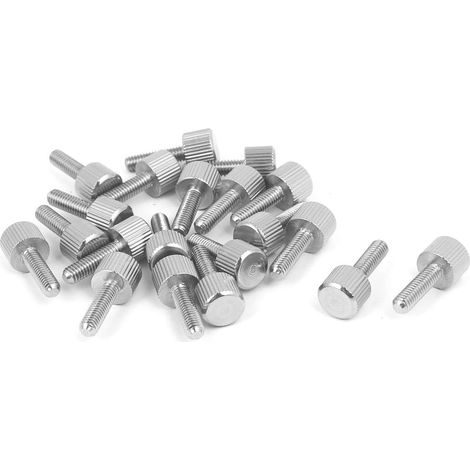 Vis moletées à tête plate en acier inoxydable M4 x 14 mm pour boîtier d'ordinateur PC (lot de 20)