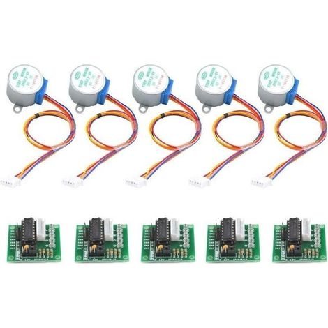 28BYJ-48 ULN2003 Moteur Pas à Pas 5V + Carte Pilote ULN2003 pour Arduino - 5pcs-Crezuo (1/4)