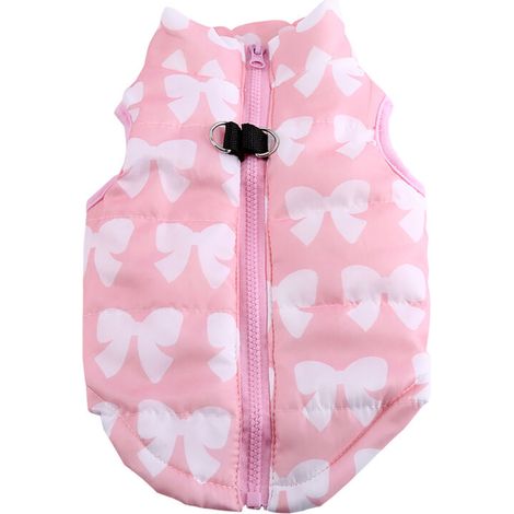 Veste pour animaux de compagnie gilet en coton avec nud papillon vêtements chauds coupe-vent d'hiver et d'automne Costumes (rose M) (1/3)