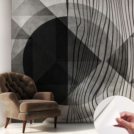 Papier peint adhésif décoratif pour salon chambre et cuisine Facile à poser avec colle Formes abstraites 250x250 cm (1/5)
