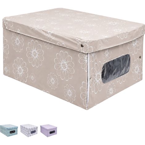 Scatola Porta biancheria per cambio stagione con Misura 40x50x25 cm - Finestra Trasparente, Box Contenitore Salvaspazio Organizer Armadio per vestiti (1/5)