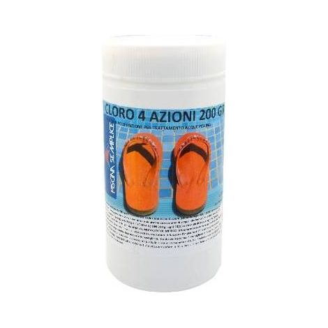 CLORO 4 AZIONI IN PASTIGLIE DA 200GR PER PISCINE Misura: 1 Kg