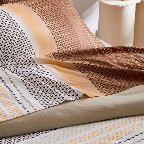 Drap plat esprit géométrique en coton Cuivre 180x290 cm