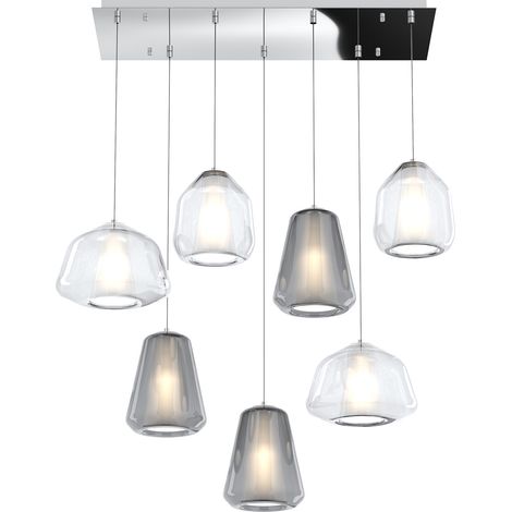 SOSPENSIONE CROMO 7 LUCI RETTANGOLARE VETRI (ALPHA 2X TR) (BETA 2X TR) (GAMMA 3X FU) 1176CR-S7 R ABG-TF