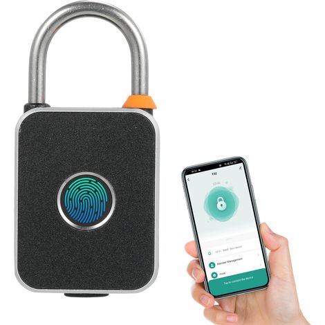 Fingerabdruckschloss mit App-Steuerung, schlüssellose Biometrie, wasserdicht, USB-aufladbar, ideal für Sportgeräte, Gepäck, Fahrräder, Taschen und Zäune