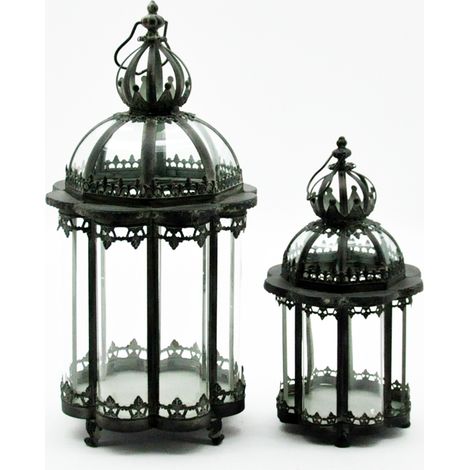 Garden Lanterns (Set of 2) - Metal - Green