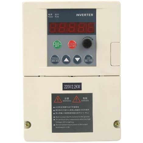 Jeffergarden Variateur de Fréquence VFD,  Convertisseur de Fréquence d'Inverseur d'Entraînement Entrée Monophasée Sortie Triphasée d'Affichage Numérique de 220V 2.2KW Onduleur (1/5)