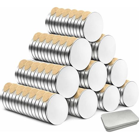 120PCS Aimants Adhésifs Néodyme 8x1mm Rond Argentés Pour Tableau Magnétique Frigo Photos Bricolage (1/5)