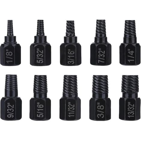 Lot de 10 extracteurs de vis pour boulons endommagés et écrous cassés Outils en alliage d'acier haute dureté pour réparation domestique et automobile (1/5)