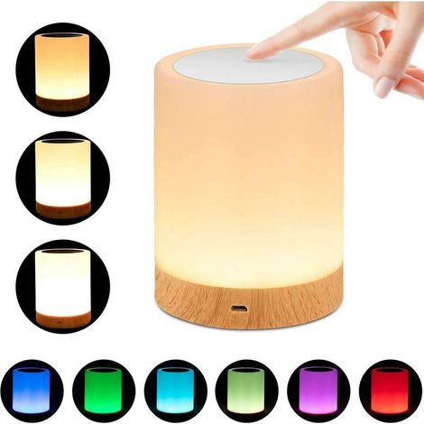 Luce notturna a LED FOREHILL con controllo touch e lampada da comodino ricaricabile tramite USB con 16 colori RGB cangianti e lampada da scrivania dimmerabile per camera da letto e soggiorno - Bianco (1/5)