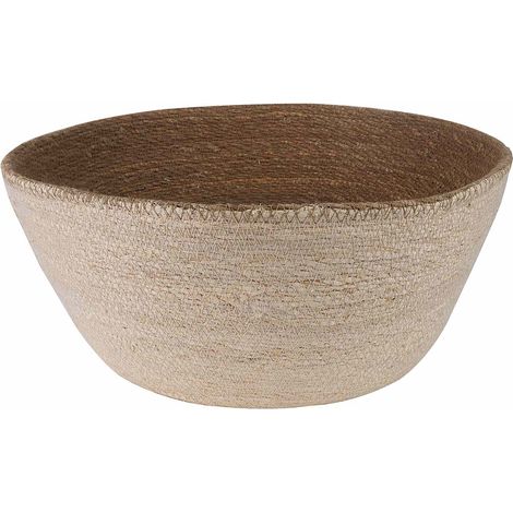 Fioriera da giardino Vaso da fiori con manici Bianco Ø 32 x 32 cm 100% Erba marina (1/5)