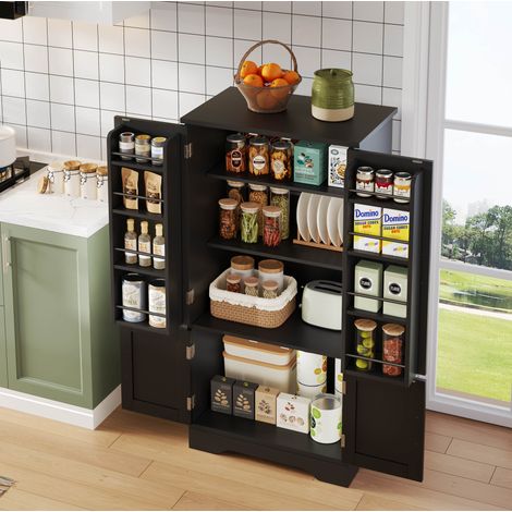 Küchenschrank 120 x 60 x 40 cm mit Sensor-LED, MDF schwarz HAVRYA (1/5)