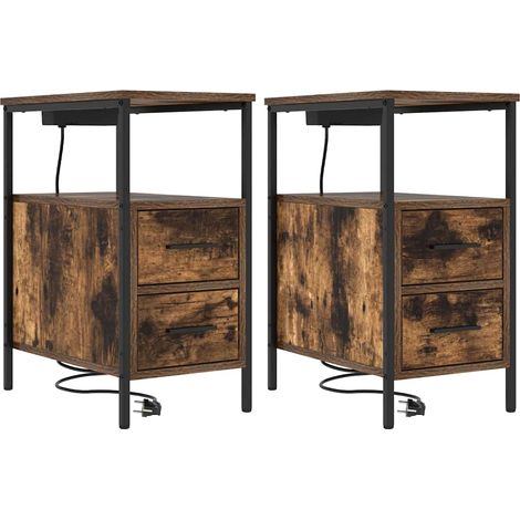 Maison Exclusive - Nachttisch 2 pcs Geräucherte Eiche 30 x 48 x 6