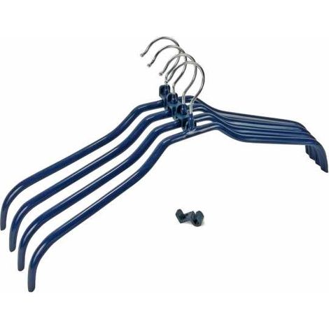 Wenko 10250911100 Set Appendini Multi 4+4, Appendini con Rivestimento Antiscivolo, Unisciappendini, Metallo Cromato, Materiale Plastico, 1 x 19 x 42 cm, Argento Lucido/Blu (1/5)