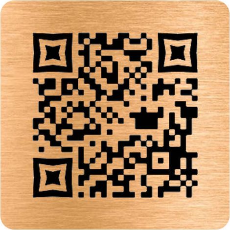 Menu sans contact pictogramme carré QR Code pour présentation menu hôtel restaurant - Couleur cuivre brossé (1/4)