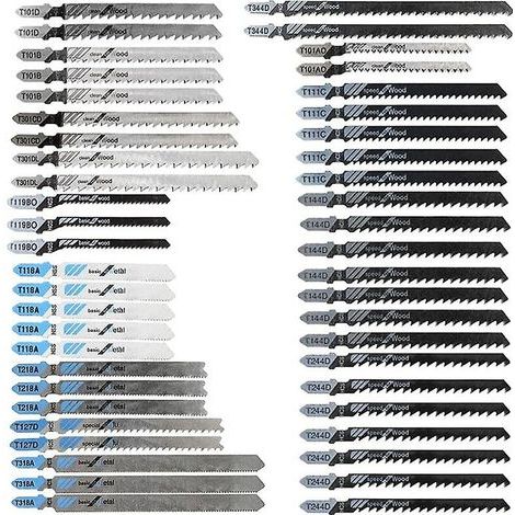 48pcs Lames de Scie Sauteuse à Tige en T, Fabriquées en HCS/HSS, avec étui de rangement pour la coupe du bois, du plastique et du métal (1/4)