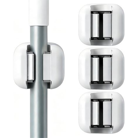 3 Pièces Sans Percage Porte Balais Mural,Support de Serpillière,Accroche Balai Mural,idéal pour Cuisine,Salle de Bain, Jardin,Garage,Atelier,Blanc (1/5)