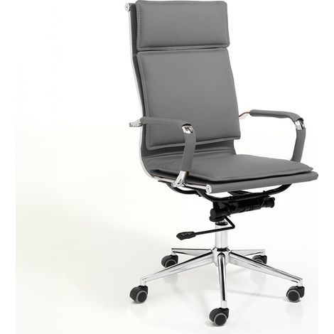 Ergonomischer Bürostuhl aus Kunstleder mit Rollen Paly - Grau