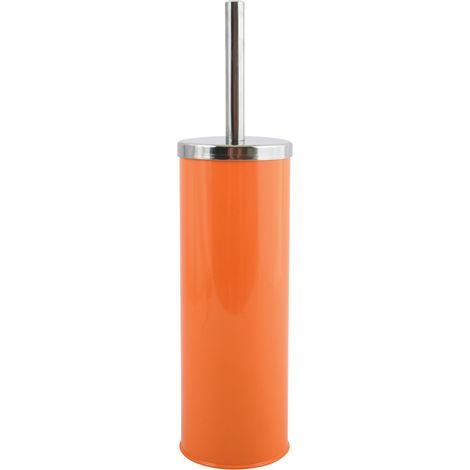 BROSSE DE TOILETTE MÉTAL ET ACIER INOXYDABLE ORANGE 1505C