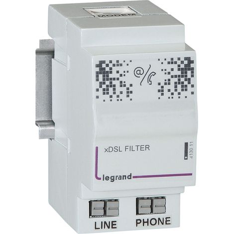 Filtre maître pour accès téléphone et internet dans coffret multimédia Optimum 2 modules LEGRAND 413011 (1/2)