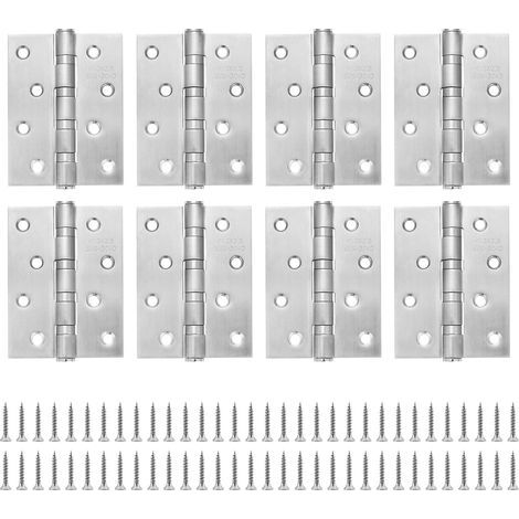 Charnière Inox Charniere Porte 100x76 mm, Charnieres de Portes en bois Exterieures Placard Roulement à Billes (8 pièces) (1/5)