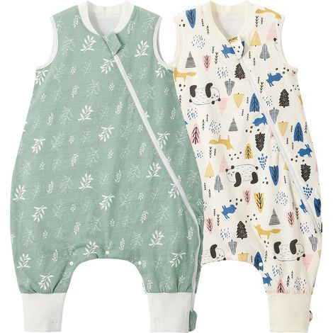 Gigoteuse pour bébé avec pieds - 1,0 tog - Pour enfant toute l'année - Printemps - 100 % coton - Gigoteuse pour bébé garçon - Couverture de couchage avec jambes (1/5)