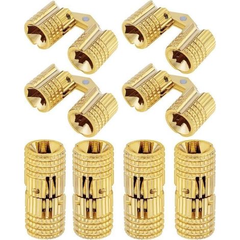 Lot de 8 Charnières Invisibles en Laiton de 8mm, Charnières Caché Angle d'ouverture de 180 Degrés pour Boîte à Bijoux, Coffret Cadeau, Plans de Travail (8mm) (1/4)