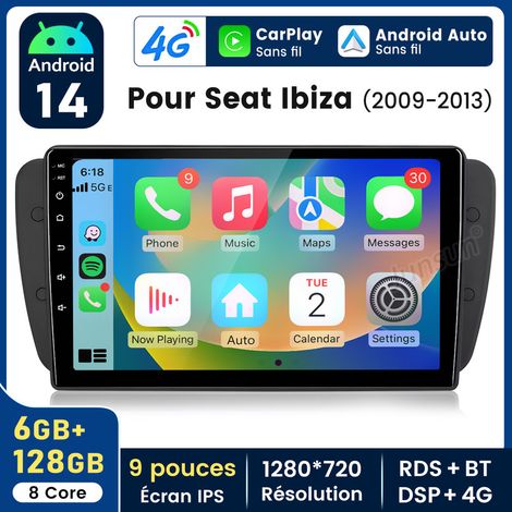 9 pouces Carplay Autoradio pour Seat IBiza 2009-2013 Android 6+128GB JUNSUN (1/5)