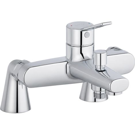 Jacob Delafon – Mitigeur de baignoire mécanique chromé – Entraxe 150mm – Débit 12 l/min douche, 17 l/min bain – Installation sur gorge avec colonnettes