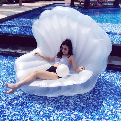 Flotteur de Natation Perles et Coquillages Blanc Nacré pour Vacances - Flottabilité Élevée - Expédié Sans Air (1/5)