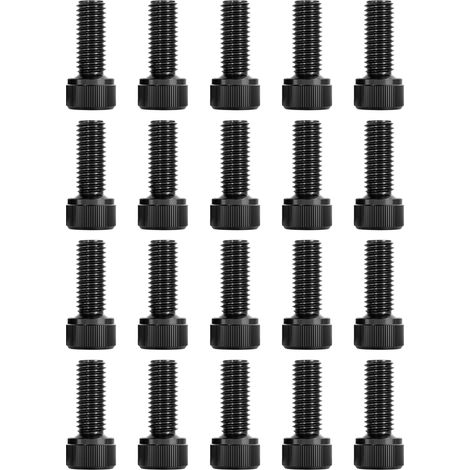 20 vis à tête cylindrique creuse noires, M6 x 16 mm, en acier inoxydable 304, kit de fixation, vis à tête bombée zinguée noire, pour la plupart des supports TV, fixations murales et moniteurs, paquet (1/5)