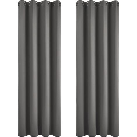 Thermal Insulated Anti Cold Curtain, 135x240 CM (Width x Height), Blackout Curtains for Living Room and Bedroom, Modern Design with Eyelets, Dark Gray, 2 Pieces (1/5)