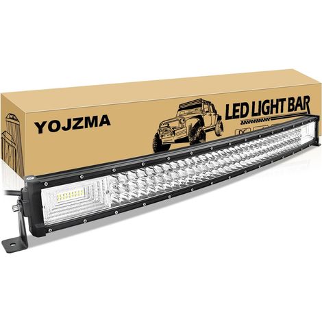 32 Pouces 405W Courbée Barre Lumineuse à LED, 12V Lumière de Travail  40500LM, triple rangée, Blanc 6000K, IP67 étanche, Spot/Flood, pour conduite tout-terrain, 4x4, Véhicules, camion (1/5)