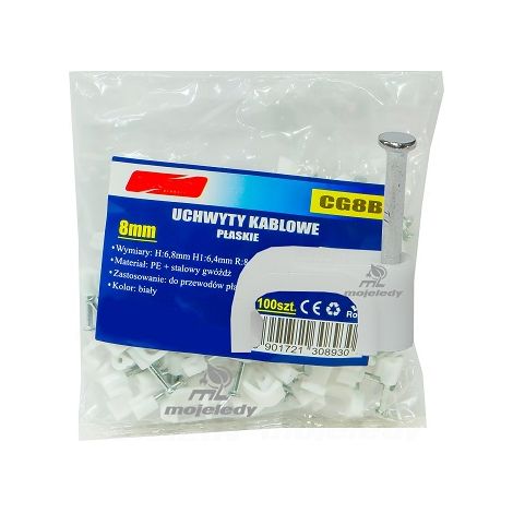 Portacavo piatto bianco 6.4/8 100 pz CG8B (1/2)