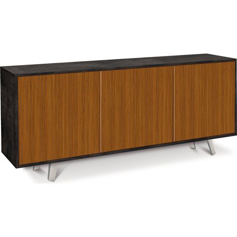 Mobile Soggiorno Madia 3 Ante 177x41x74 cm Ossido Nero e Rovere Dogato (1/3)