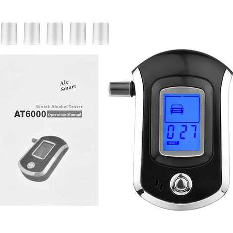 Immacés portables avec 6 conduites d'embarbanes Breath Alcohol Tester LCD rétro-éclairage numérique Digital Bac Detector Analyseur Audio Visual Alarme pour un usage personnel (1/5)