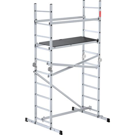Échafaudage Aluminium Mobile avec Articulations 4m, Norme EN 131, Capacité 150 kg (1/5)