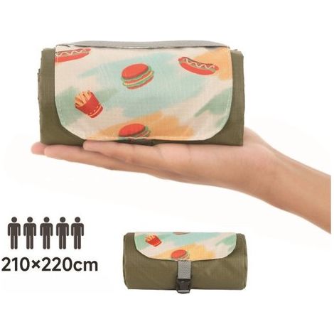 Manta de picnic, Impermeable, ultraligera y compacta, Manta verde para exteriores, acampadas, playa y senderismo, verde oscuro, 150 x 210 cm (1/5)