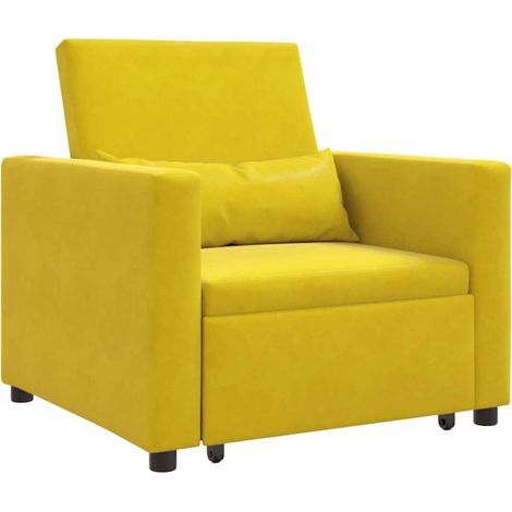 Maison Exclusive - Divano letto estraibile singolo con ruote Giallo Velluto