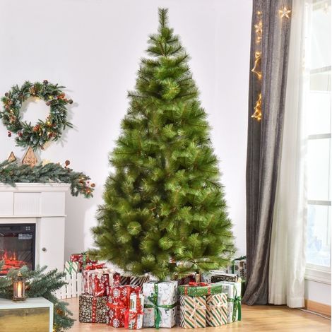 Albero di Natale artificiale 210 cm verde con 505 punte e base in metallo (1/5)