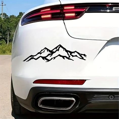 Juego de 2 pegatinas para coche, 20 x 5,5 cm, diseño de montaña, pegatinas de vinilo impermeables para exteriores, decoración para ventanas de SUV y camiones AZ91 (negro) (1/5)
