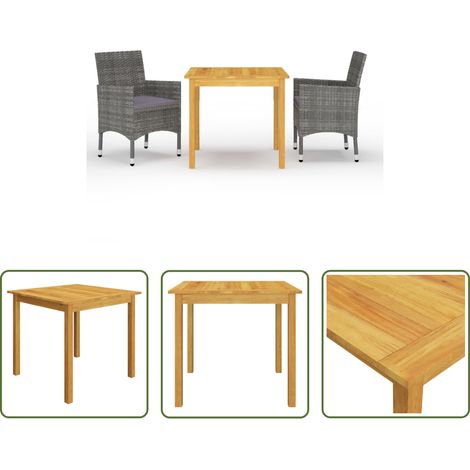 vidaXL Salle à manger extérieure - Ensemble à manger de jardin 3 pcs Gris (1/5)