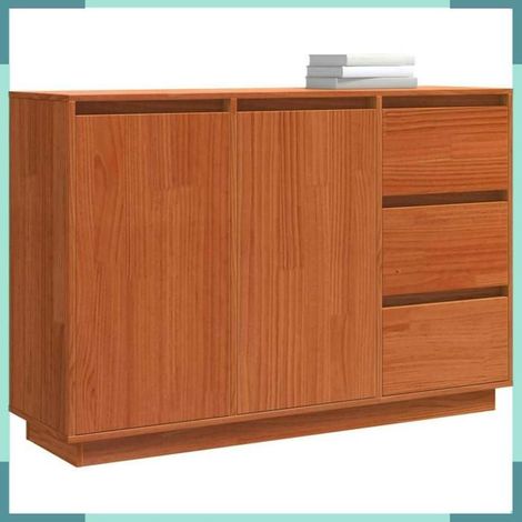 Buffet - 869877 - Chêne brun - Pin massif - 3 tiroirs & 2 portes (1/5)