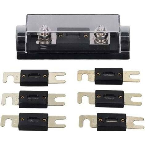 Porte-fusible 250A 48V, Surface plaquée or, couvercle Transparent, porte-fusible en ligne pour voiture RV (1/4)