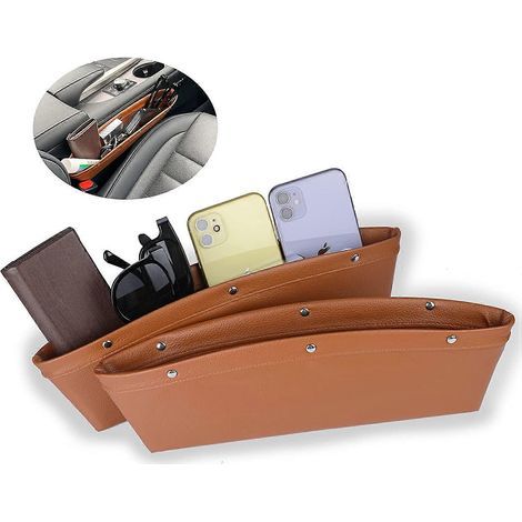 Set aus 2 Autositz-Aufbewahrungsboxen aus PU-Leder.