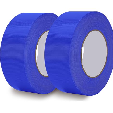 Lot de 2 Rouleaux de Gaffer Bleu De Réparation 50mm x 20m Ruban Adhésif Toilé Extra Fort Duct Tape Large d'étanchéité Imperméable en Tissu Coloré Pour Réparer, Consolider, Colmater, Connecter (1/5)